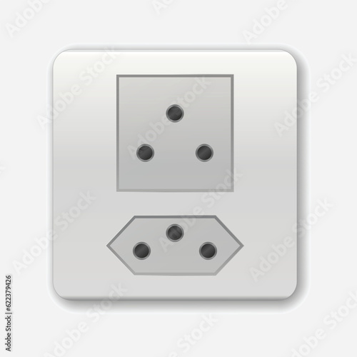 Realistic socket. Sui, Lie, Rwa socket vector illustration. Adapters. Isolated electrical equipment on wall. Type O. Vector multiple standards socket for plug. Ac adapters for electrical appliances