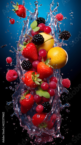 fresh fruit in splash