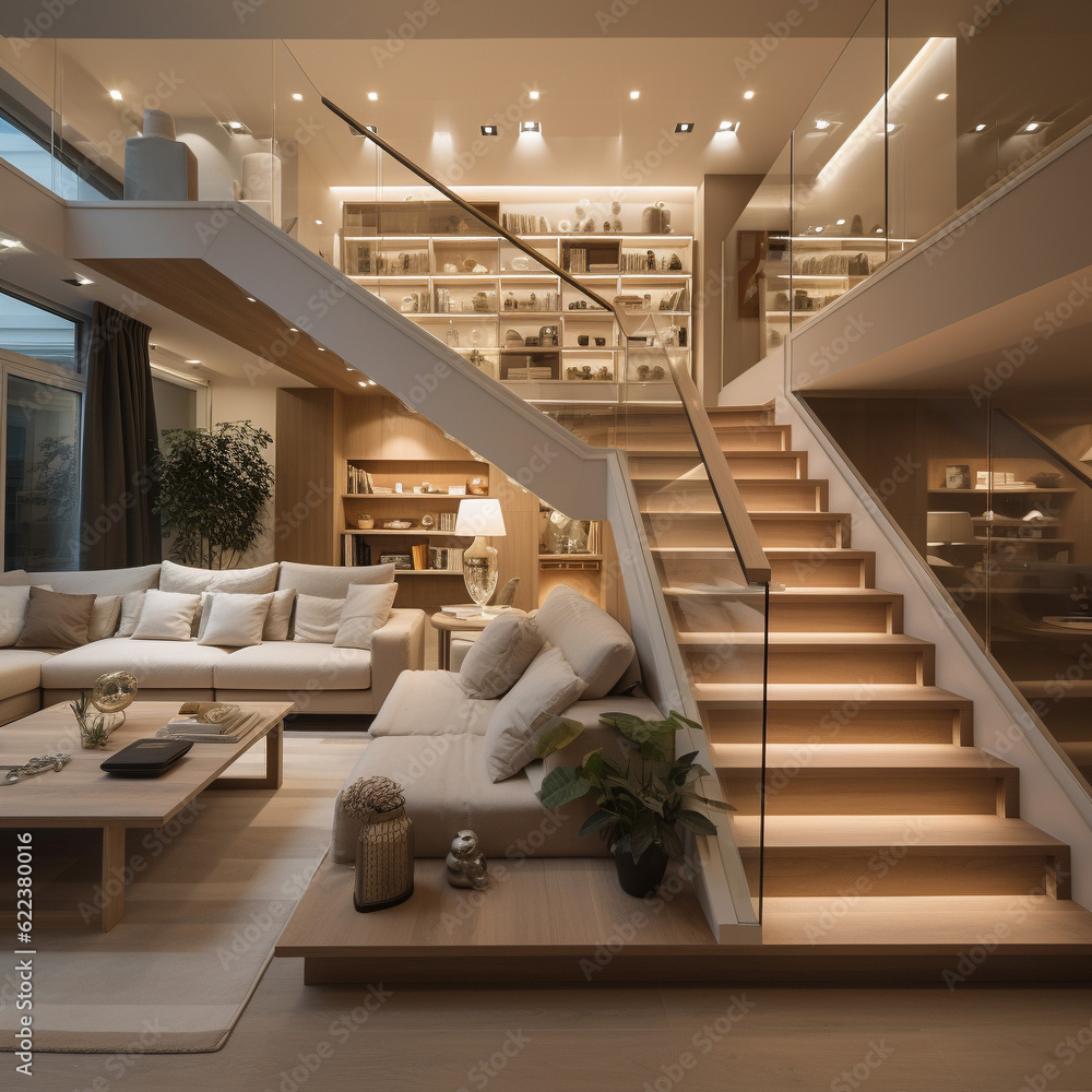 escalier dans une maison design - IA Generative