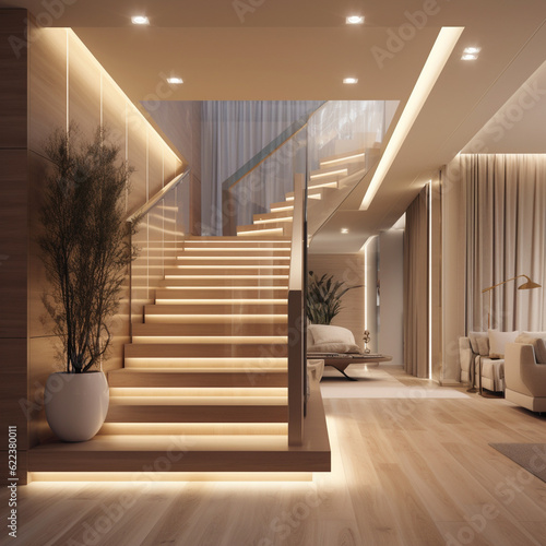 escalier design dans une maison - IA Generative