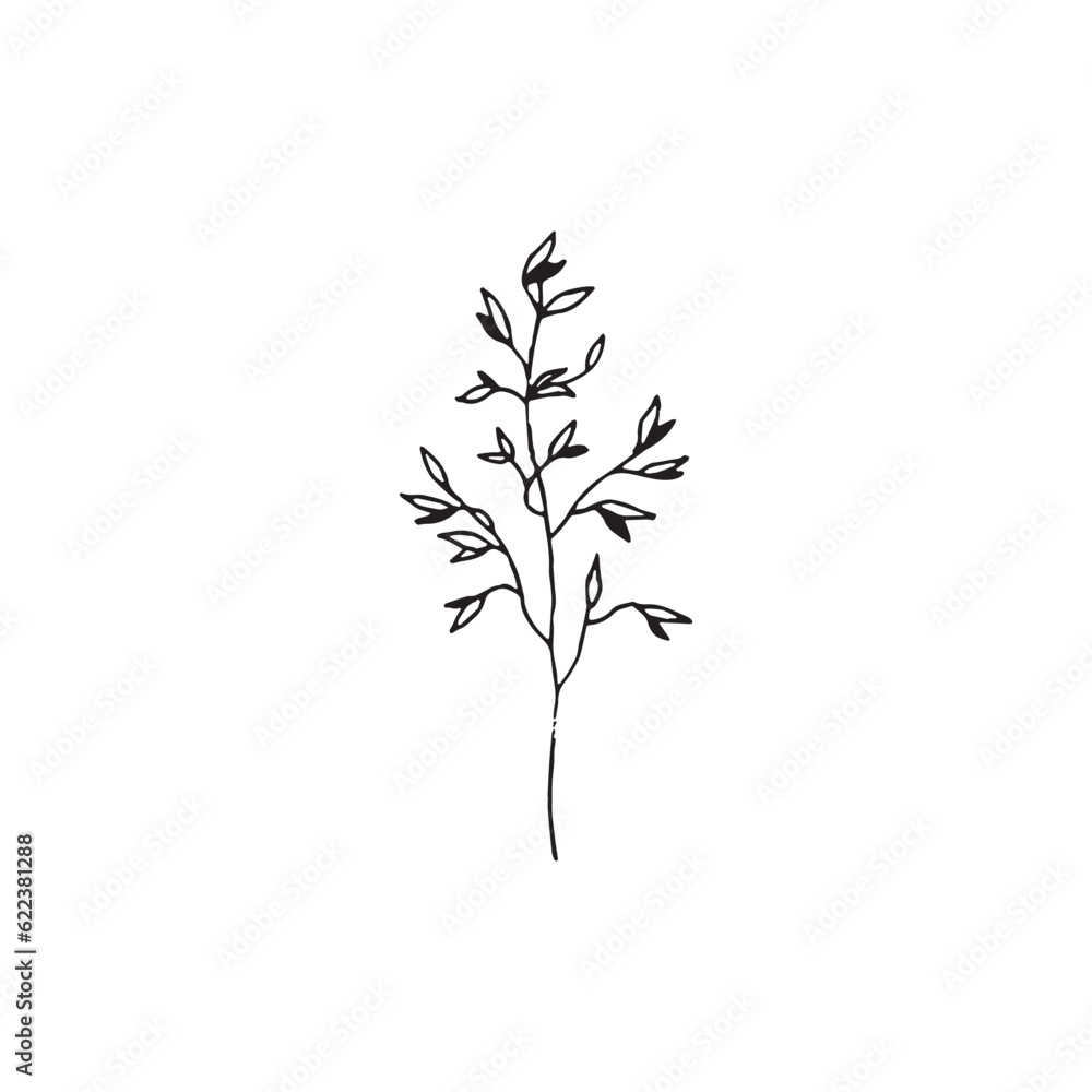 Fototapeta premium Logo element, clipart, nature, outline, tattoo, handdrawn, drawing