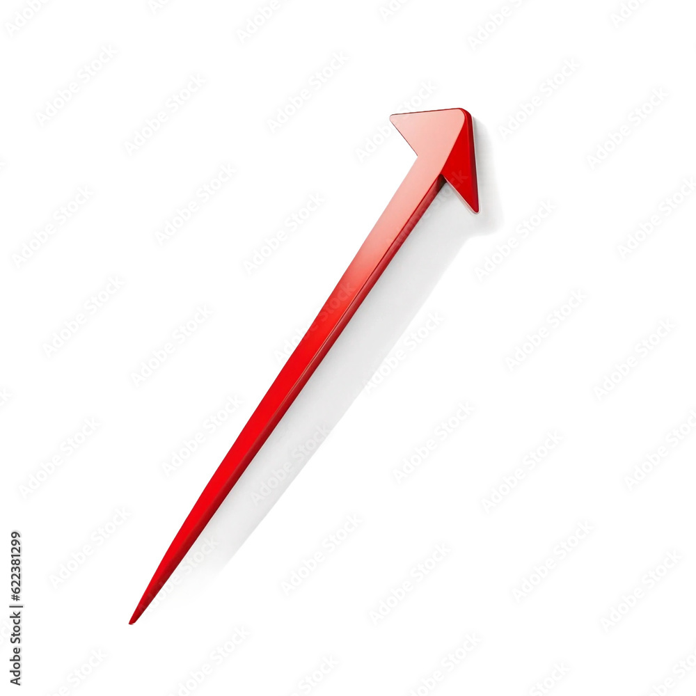 Rising red arrow on transparent background. Generated by AI. Rising red arrow on transparent background. Generated by AI.