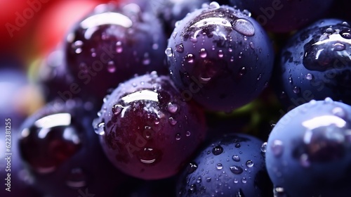 Close-Up of Juicy Grapes with Dew Drops
