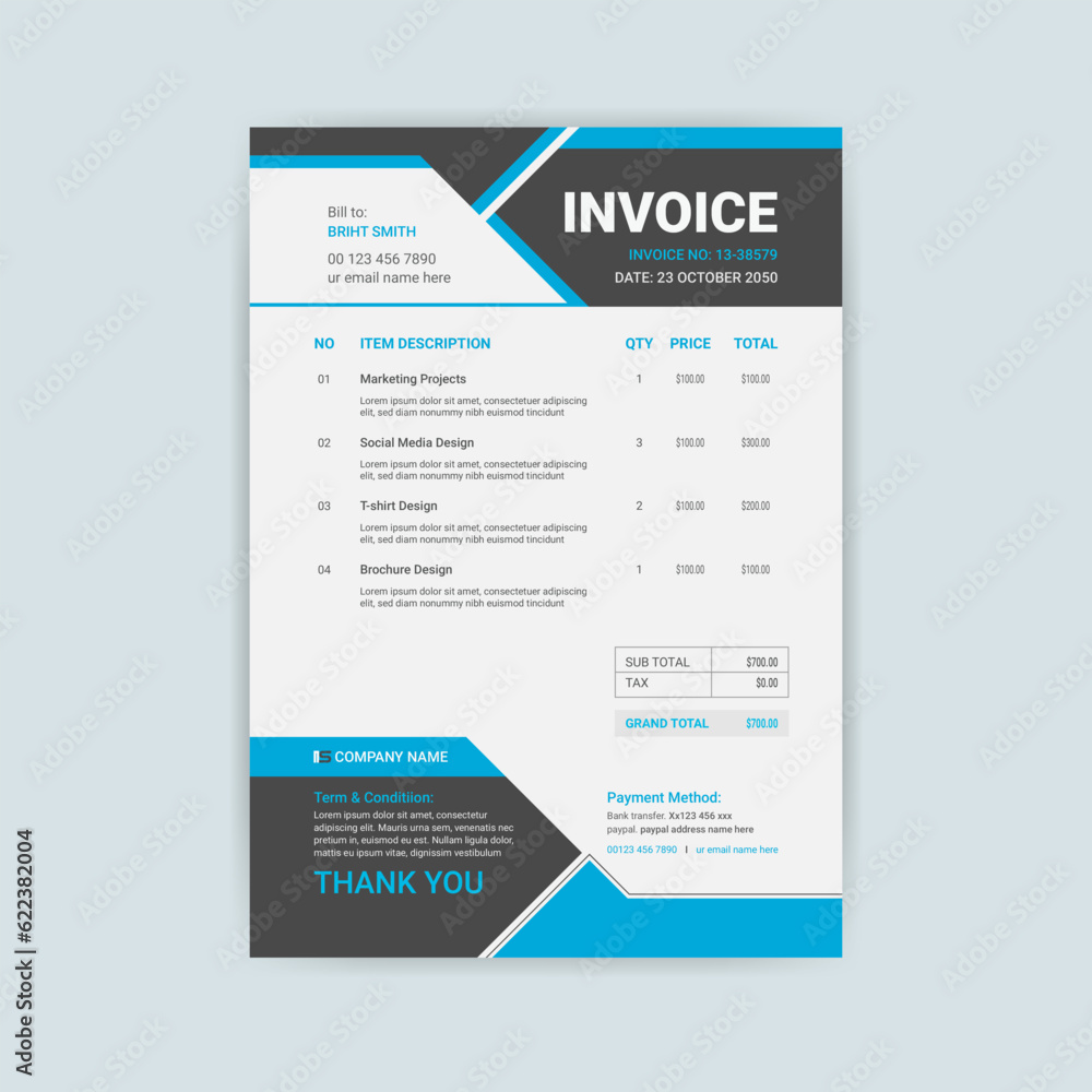 Professional creative simple Business and corporate modern invoice template design Professional creative simple Business and corporate modern invoice template design