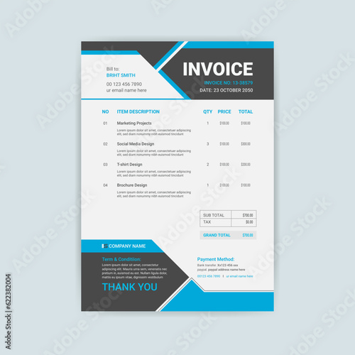Professional creative simple Business and corporate modern invoice template design
