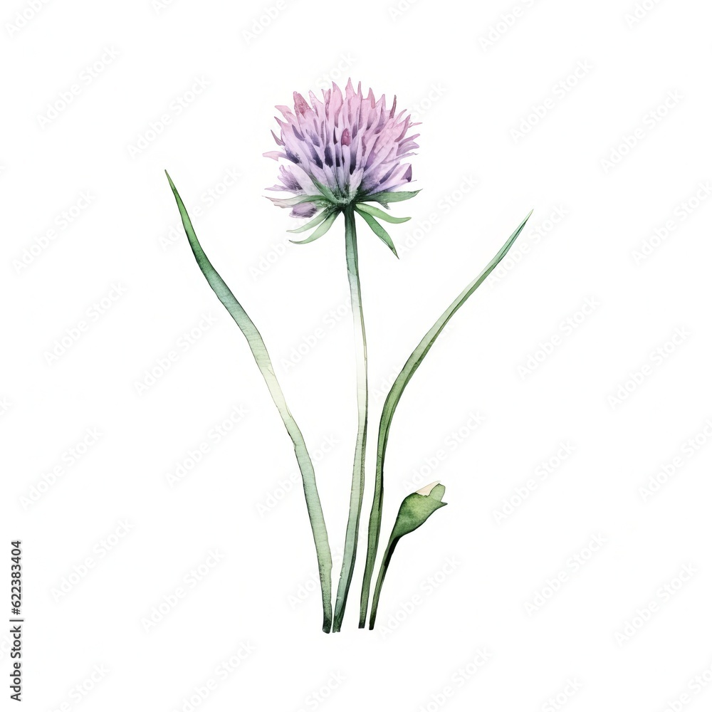 Aromatic Chives Herbs Background, Square Watercolor Illustration. Healthy Vegetarian Diet. Ai Generated Soft Colored Watercolor Illustration with Delicious Aromatic Chives Herbs.