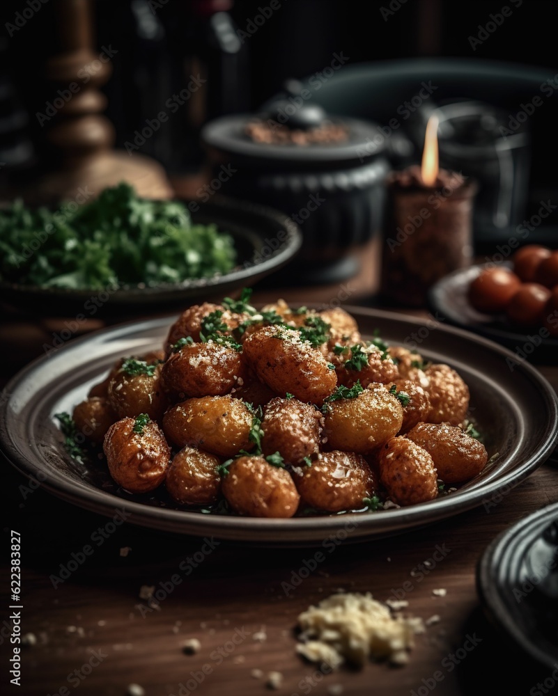 AI generated illustration of A bowl of tater tots AI generated illustration of A bowl of tater tots
