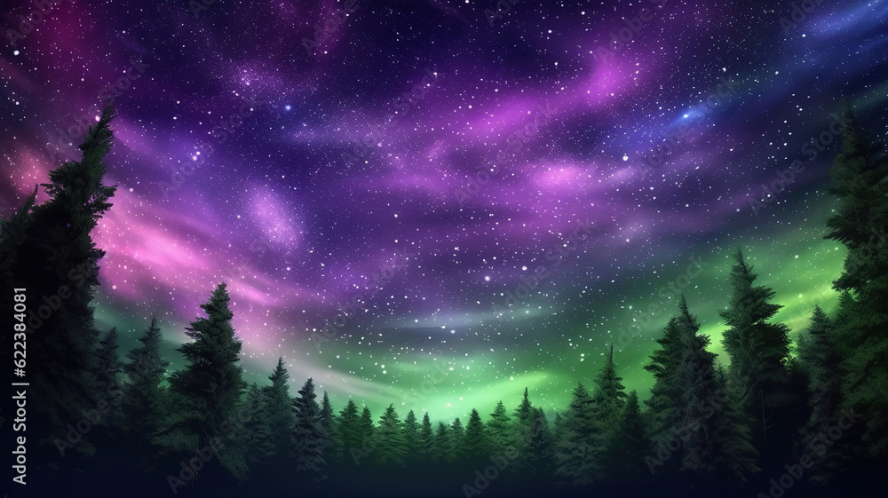 Naklejka premium A vertical shot of an empty road under a blue star filled sky. Generative ai