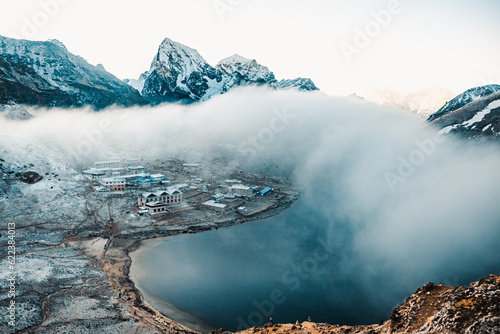 Everest base camp trek view of Gokyo lake , Solukhumbu, Nepal ( Sagarmatha National Park) photo