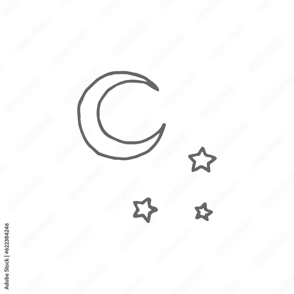 Moon and stars, Logo element, clipart, nature, outline, tattoo, handdrawn, drawing Moon and stars, Logo element, clipart, nature, outline, tattoo, handdrawn, drawing