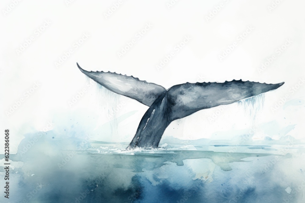 AI generated illustration of whale tail above the water surface ...