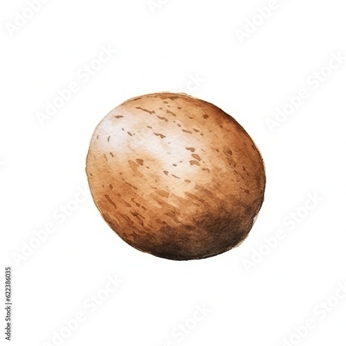 Aromatic Nutmeg Spice Background, Square Watercolor Illustration. Healthy Vegetarian Diet. Ai Generated Soft Colored Watercolor Illustration with Delicious Flavory Nutmeg Spice.