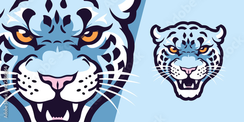 Sport and E-Sport Teams Logo: Minimalist Snow Leopard Illustration for Vector Graphics