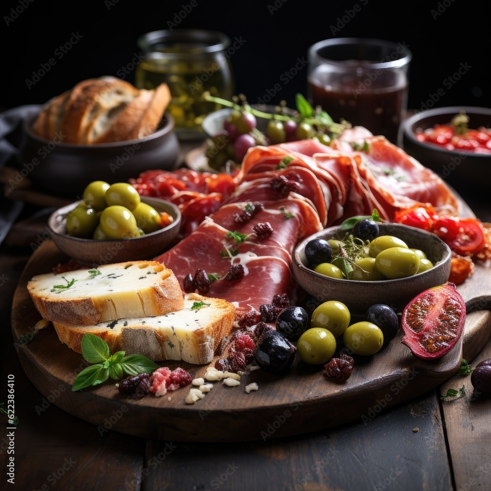 A Sumptuous Feast in the Mediterranean Sun - generative ai A Sumptuous Feast in the Mediterranean Sun - generative ai
