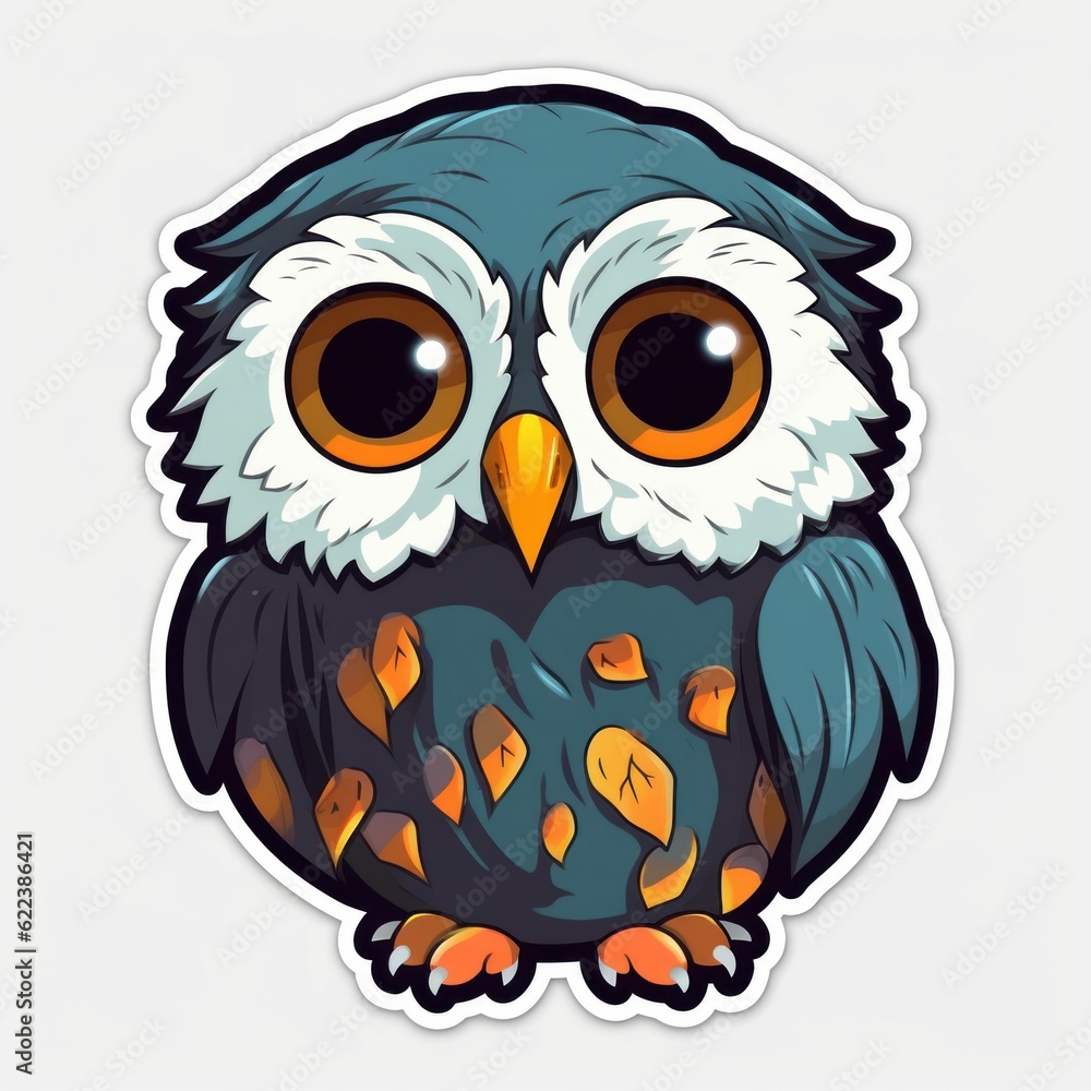 AI generated illustration of a cute, cartoon-style owl with large, round eyes AI generated illustration of a cute, cartoon-style owl with large, round eyes