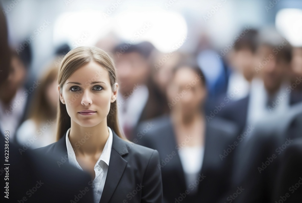 AI generated illustration of A smartly dressed female with a serious expression looking at camera AI generated illustration of A smartly dressed female with a serious expression looking at camera
