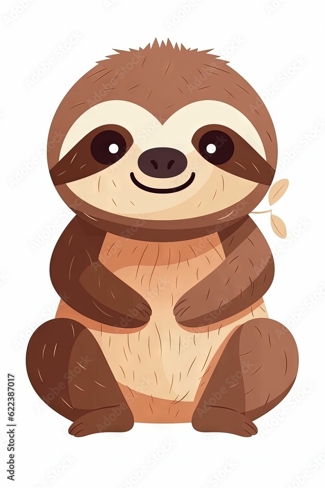 Fototapeta premium cute cartoon sloths character holding hands with one hand, and smiling