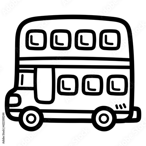 double decker bus line icon style