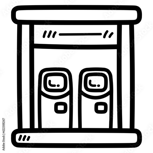 ticket booth line icon style