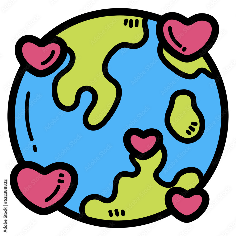 earth filled outline icon style