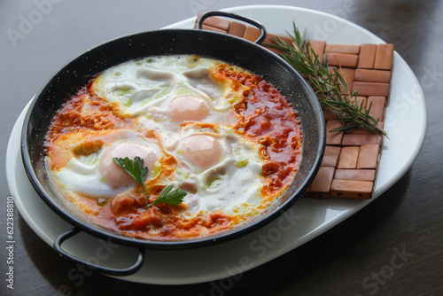 Italian shakshuka - Poached eggs in tomato sauce - a healthy one-pan meal