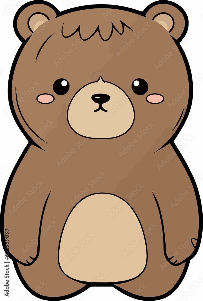 AI generated illustration of a cute cartoon brown bear on a white background AI generated illustration of a cute cartoon brown bear on a white background
