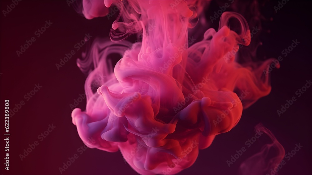AI generated illustration of an abstract pink smoke against a dark background