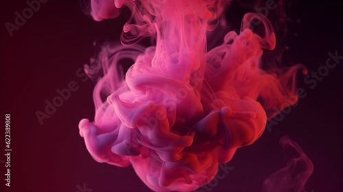 AI generated illustration of an abstract pink smoke against a dark background