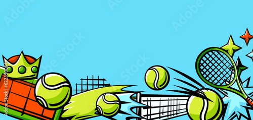 Background with tennis items. Sport club illustration.