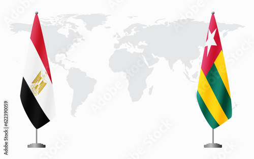 Egypt and Togo flags for official meeting