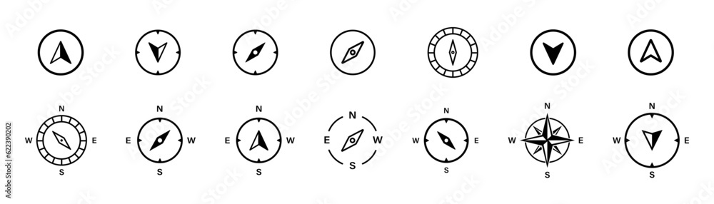 Obraz premium Compass icon. Direction, navigation icons collection. Compass wild rose icon. Stock vector