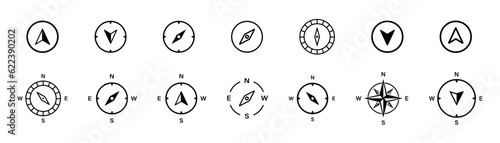 Compass icon. Direction, navigation icons collection. Compass wild rose icon. Stock vector