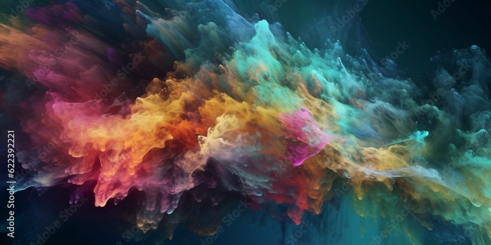 AI generated illustration of vibrant colorful smoke swirling