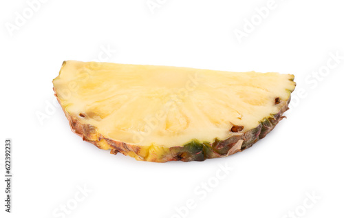 Slice of tasty ripe pineapple isolated on white