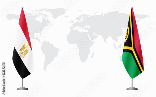 Egypt and Vanuatu flags for official meeting