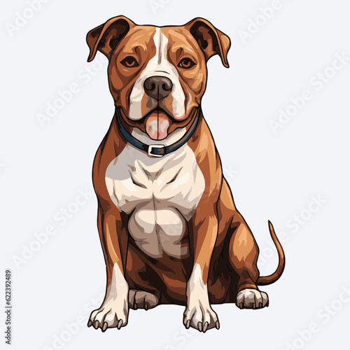 simple cartoon clipart pitbull dog white background