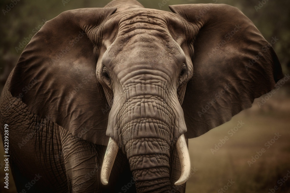 AI generated illustration of African elephant standing in field