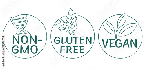 Vegan, Non-GMO, Gluten free - set in thin line