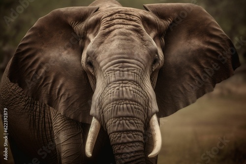 AI generated illustration of African elephant standing in field