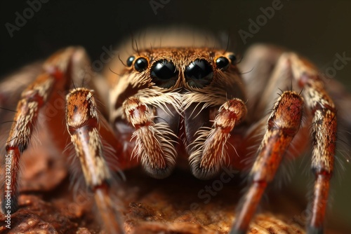 AI generated illustration of jumping spider perching on wood