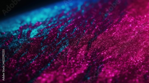 AI generated illustration of a glittery surface with bright purple and blue vibrant colors
