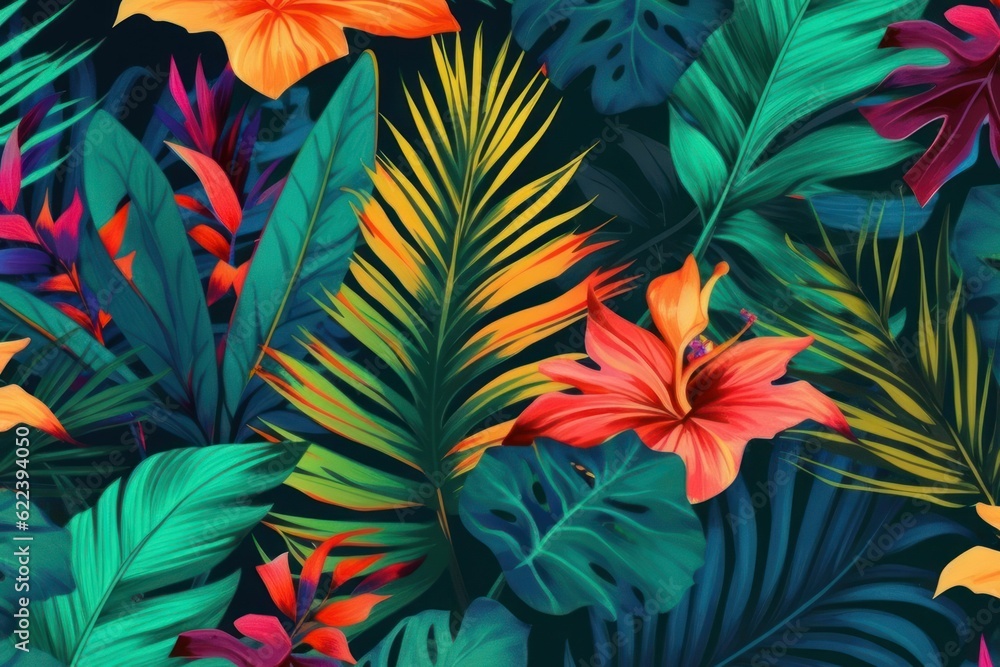 AI generated illustration of A vibrant plant leaves - great for a wallpaper