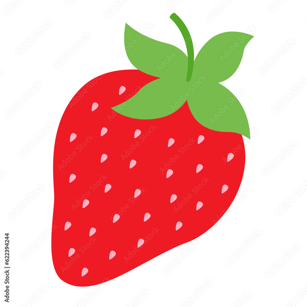 Obraz premium Strawberry icon in flat cartoon style. Vector illustration, isolated on white background. Healthy nutrition menu, farm market element