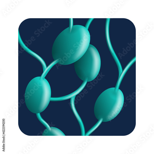 Lymph nodes gland 3D icon in square shape