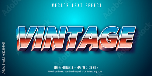 Editable text effect, vintage and retro multicolor text style