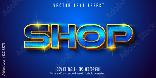 Editable text effect, shiny gold text style