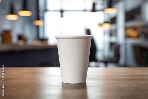 white paper cup for coffe close-up mockup, ai tools generated image
