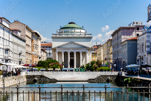 The Church of Sant'Antonio Taumaturgo, built in 19th century in Neoclassical style, near the Grand Canal, Trieste city center, Italy