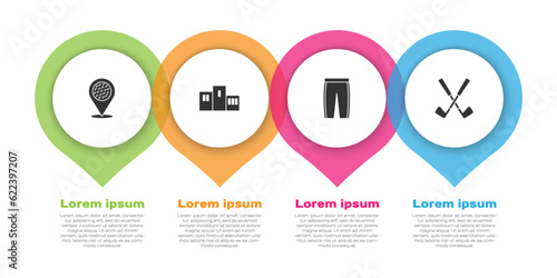 Set Location golf sport club, Award over sports winner podium, Golf pants and Crossed. Business infographic template. Vector