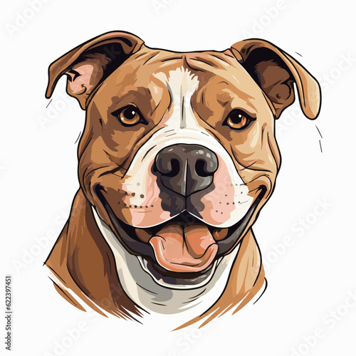 simple cartoon clipart pitbull dog white background